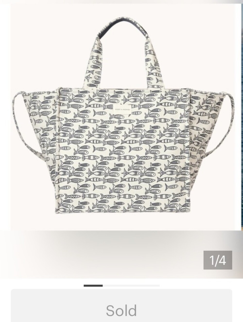 WANTED TO PURCHASE!!! Canvas Fish Print Tote Bag in White and Black - Women Bags